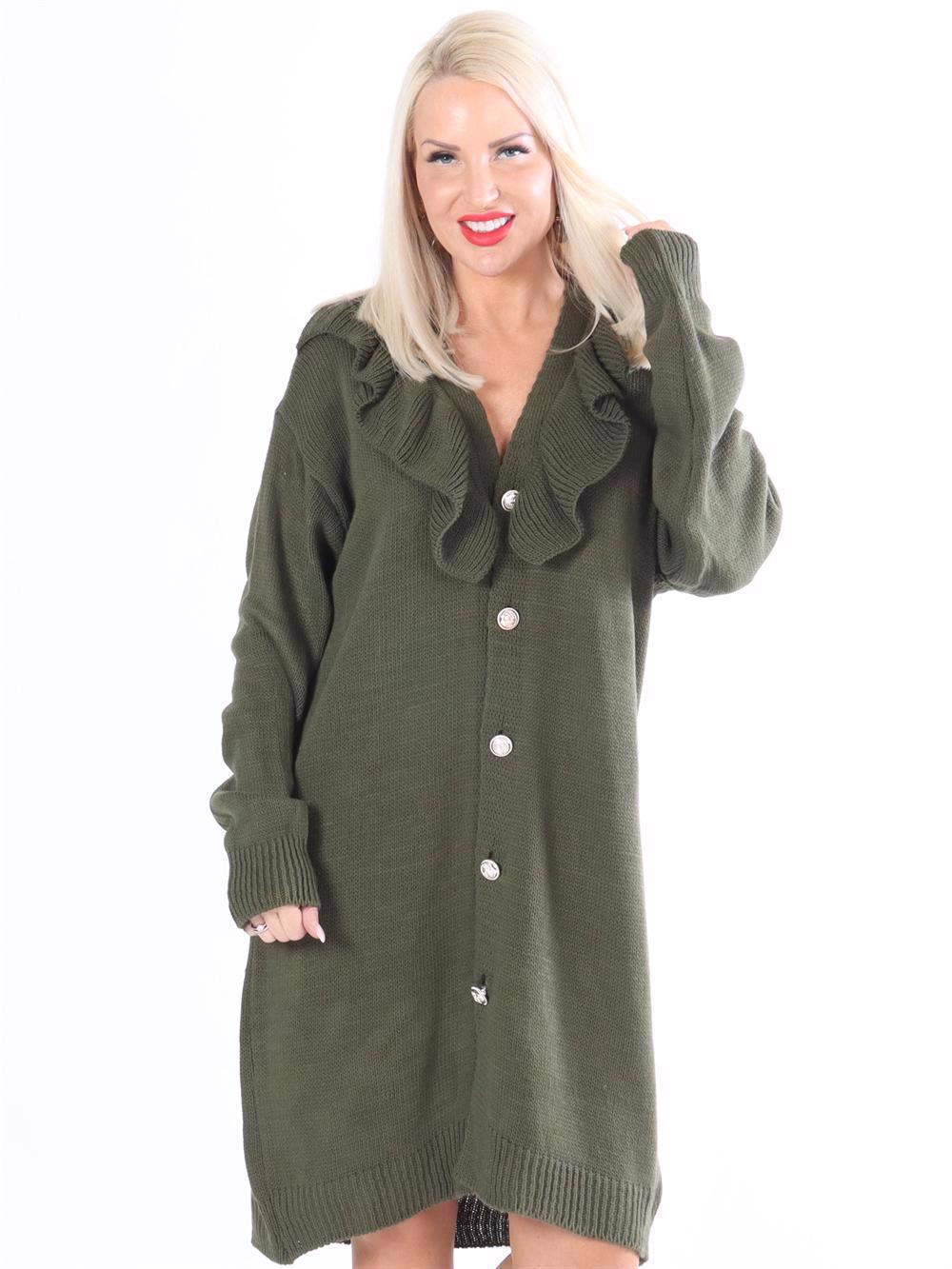 Emira - Stickad kofta med guldknappar